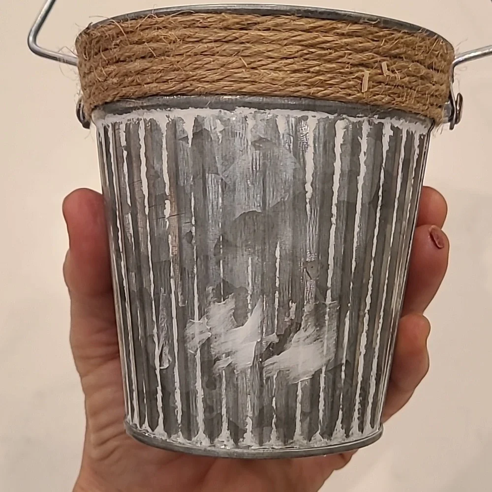 Holiday Snowman Tin Pot/Planter